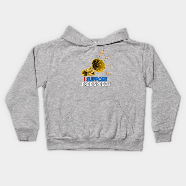 I SUPPORT FREE SPEECH Kids Hoodie by theanomalius_merch